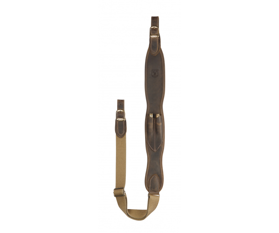 Rifle sling in leather with ammo holder