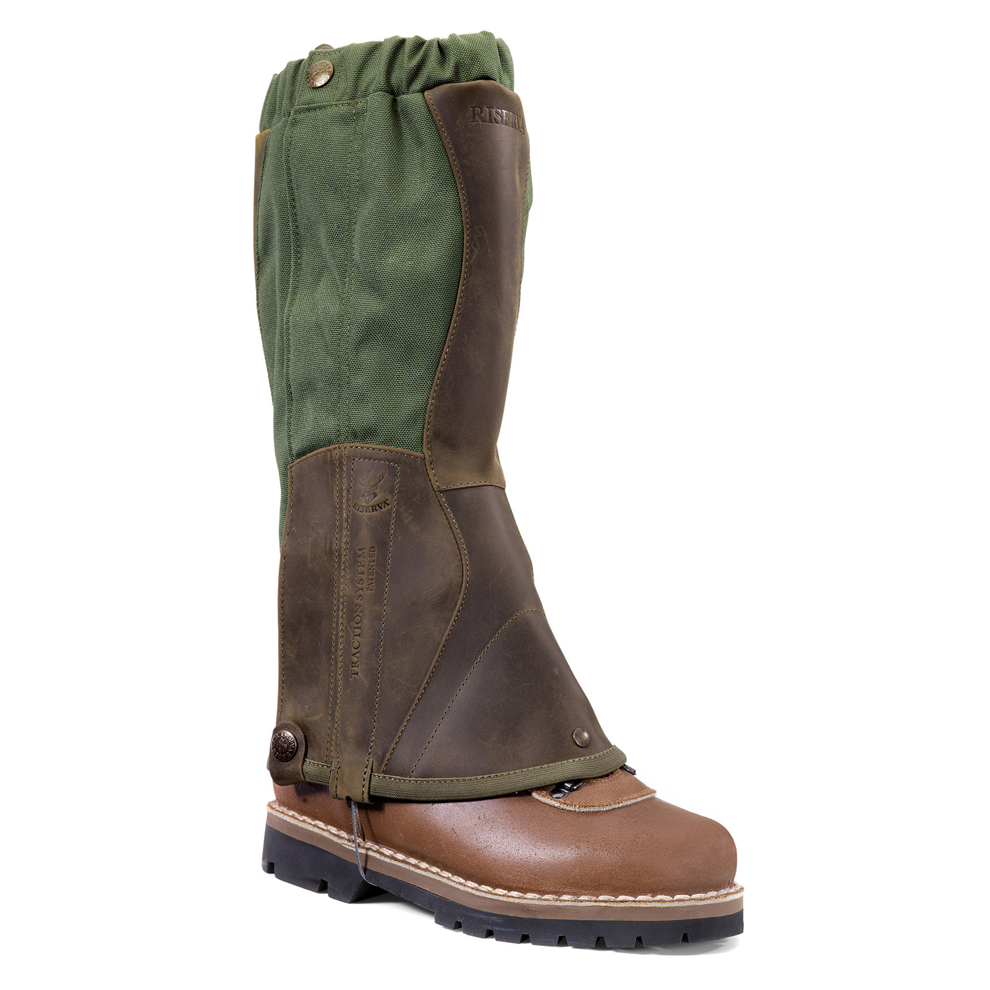 Ergonomic gaiters in Cordura and leather